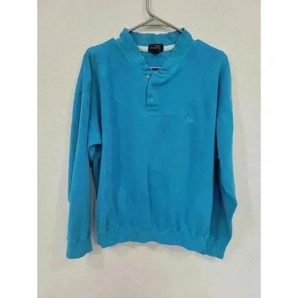 Vintage North Face Sweatshirt M Blue‎ with snap buttons #2 - Picture 1 of 3